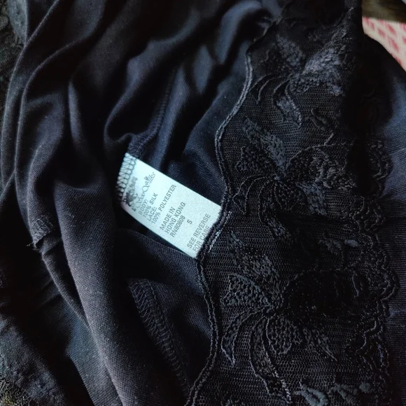 COPY - NWT Vintage Silk Slip Dress | Knit Silk Lingerie Nightgown- Black | Lace… - Picture 5 of 5